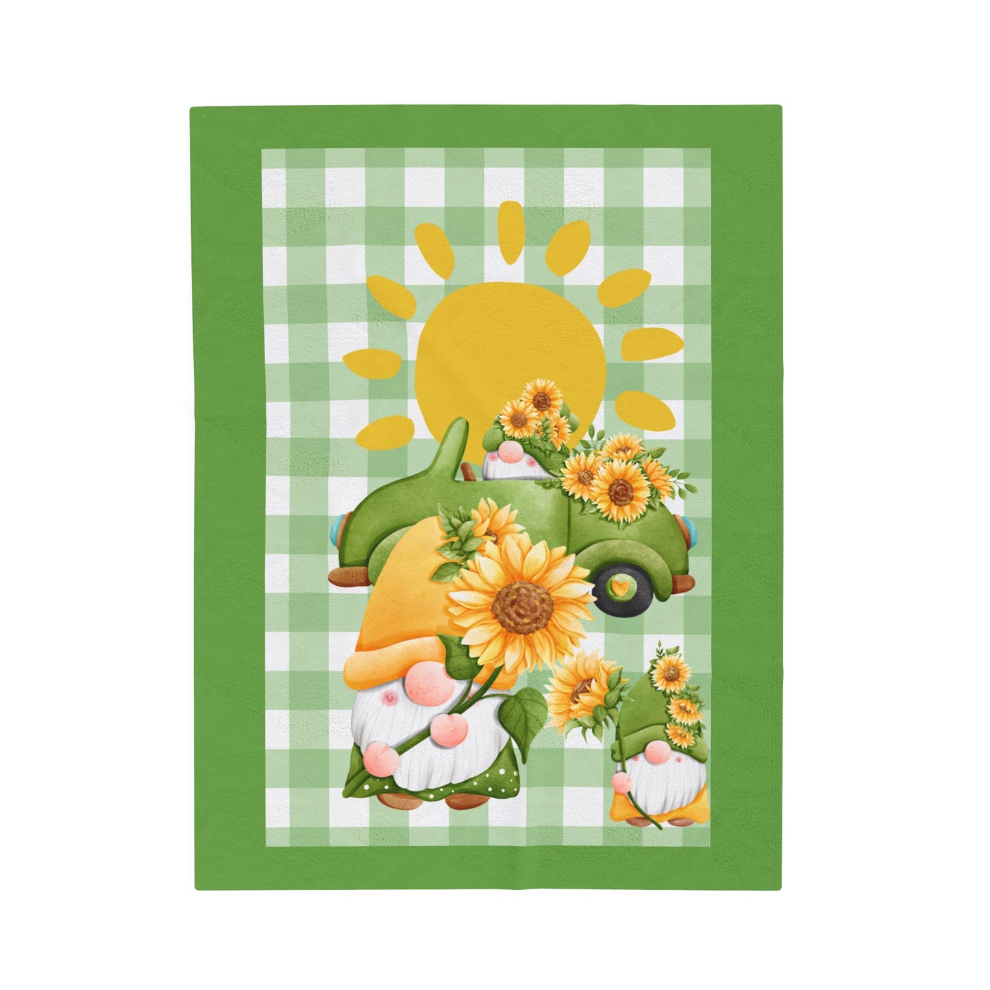 Sunflower Gnomes Velveteen Plush Blanket