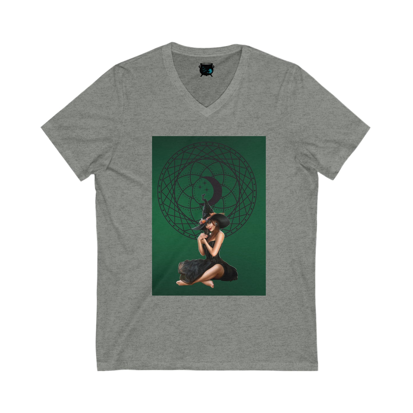 Pretty Witch and Kitty Unisex Jersey Short Sleeve V-Neck Tee