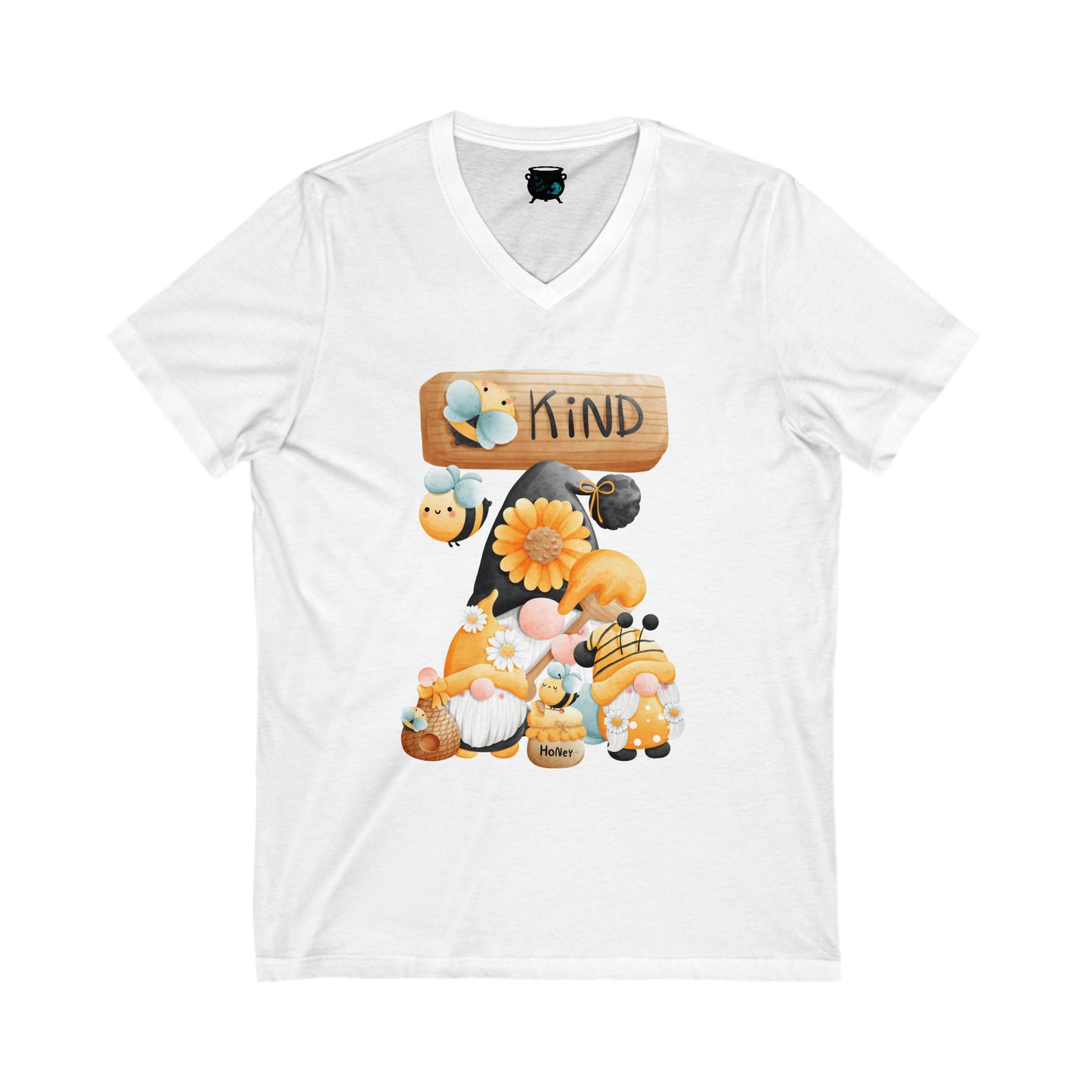 Bee Kind Gnomes Unisex Jersey Short Sleeve V-Neck Tee