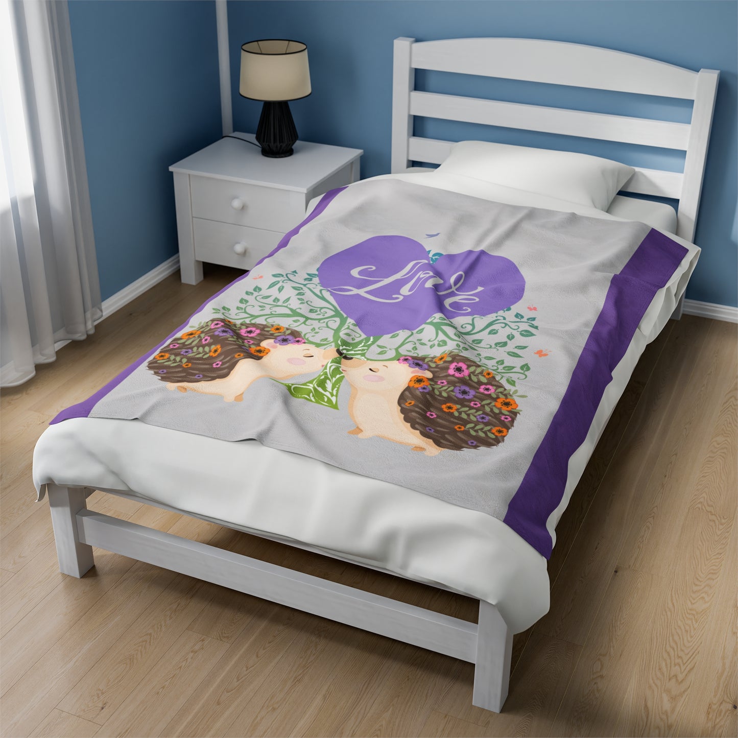 Love Hedgehogs Velveteen Plush Blanket