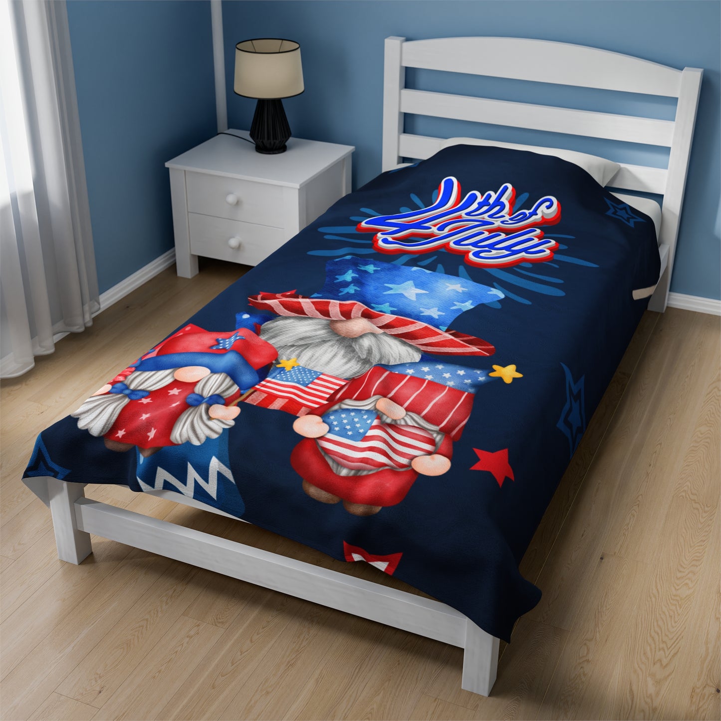 4th of July Gnomes Velveteen Plush Blanket