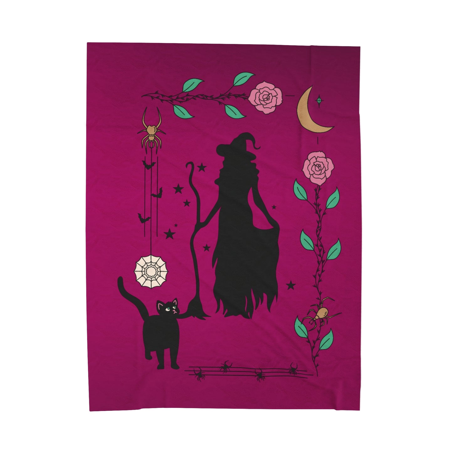 Rose Border Witch Velveteen Plush Blanket