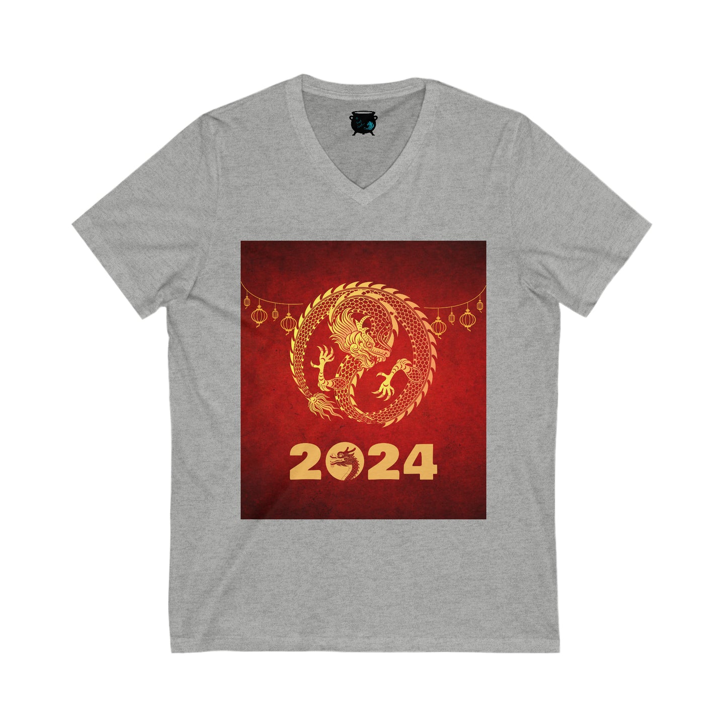 Year of the Dragon 2024 Unisex Jersey Short Sleeve V-Neck Tee