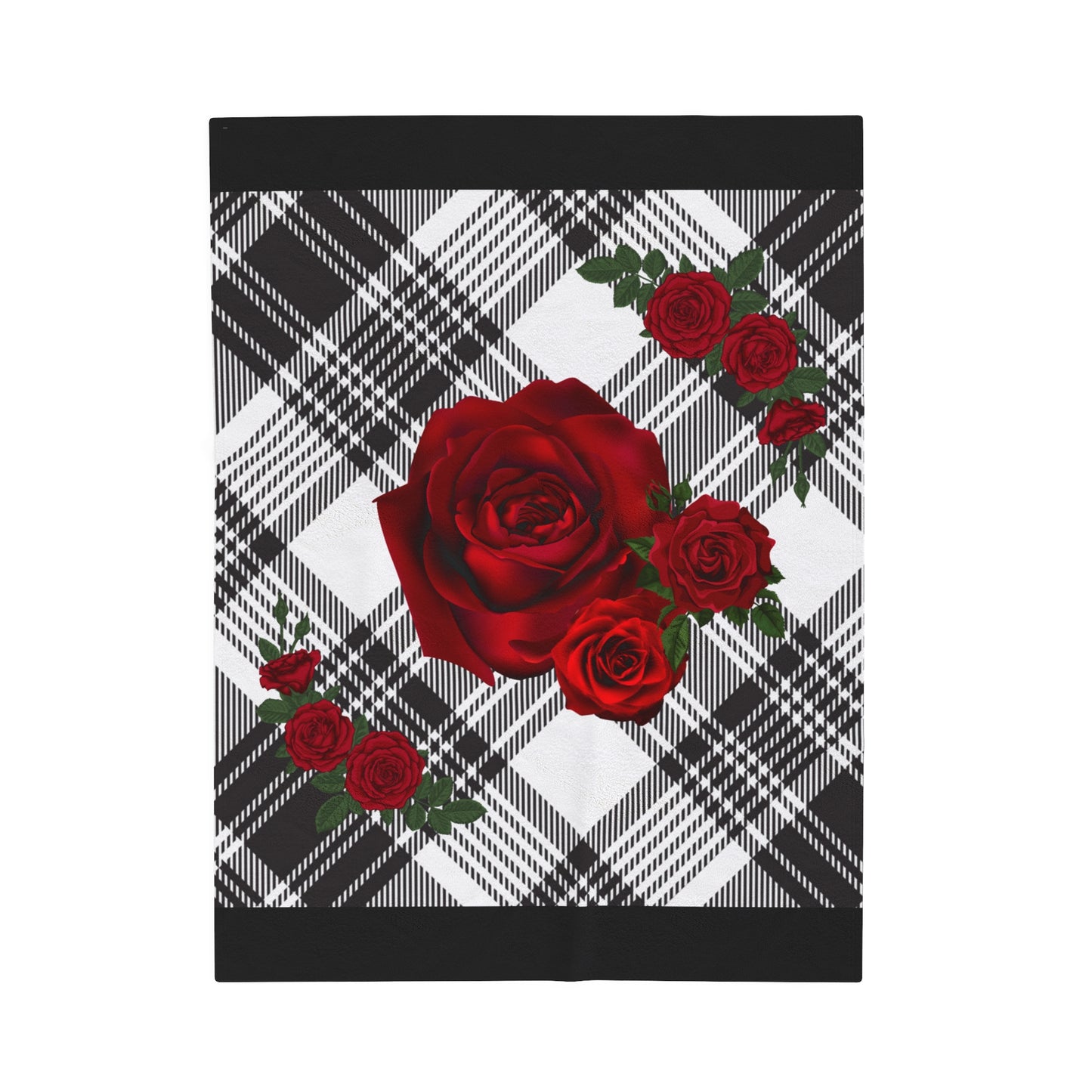 Rose Plaid Velveteen Plush Blanket