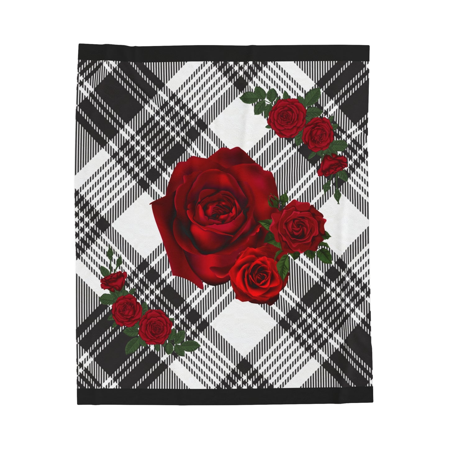 Rose Plaid Velveteen Plush Blanket