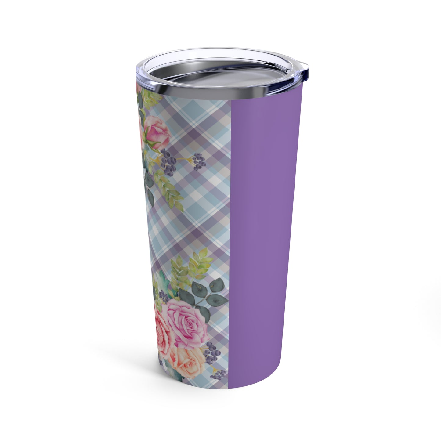 Floral Plaid Tumbler 20oz