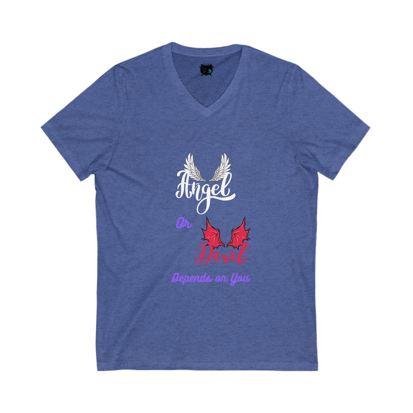 Angel or Devil Unisex Jersey Short Sleeve V-Neck Tee