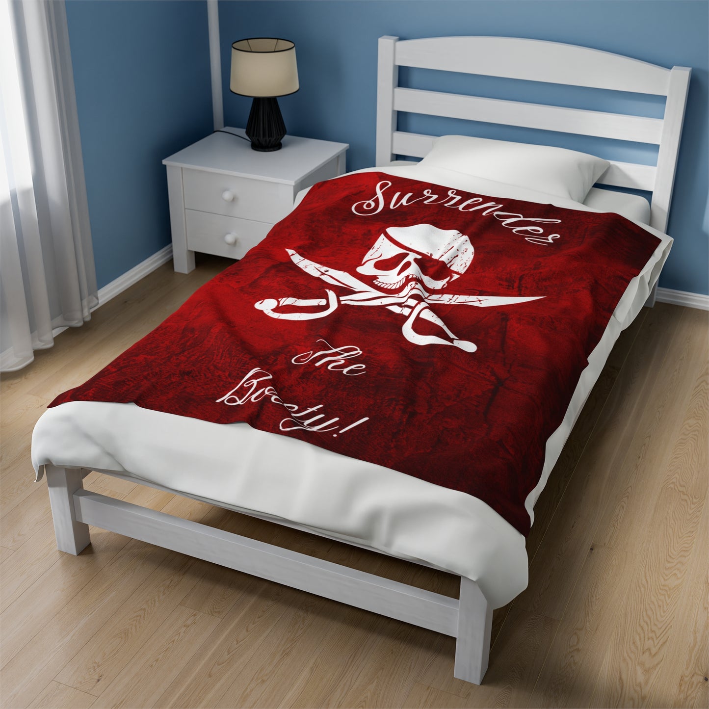 Surrender the Booty Pirate Velveteen Plush Blanket