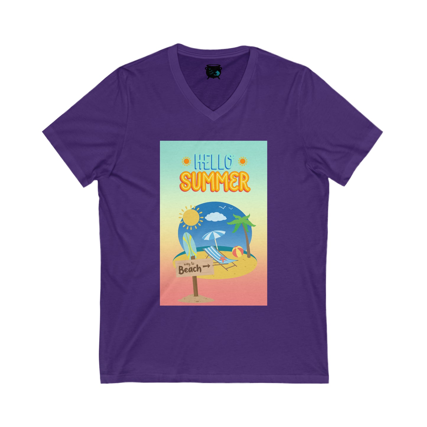 Hello Summer Unisex Jersey Short Sleeve V-Neck Tee