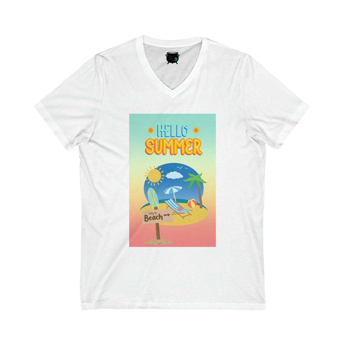 Hello Summer Unisex Jersey Short Sleeve V-Neck Tee