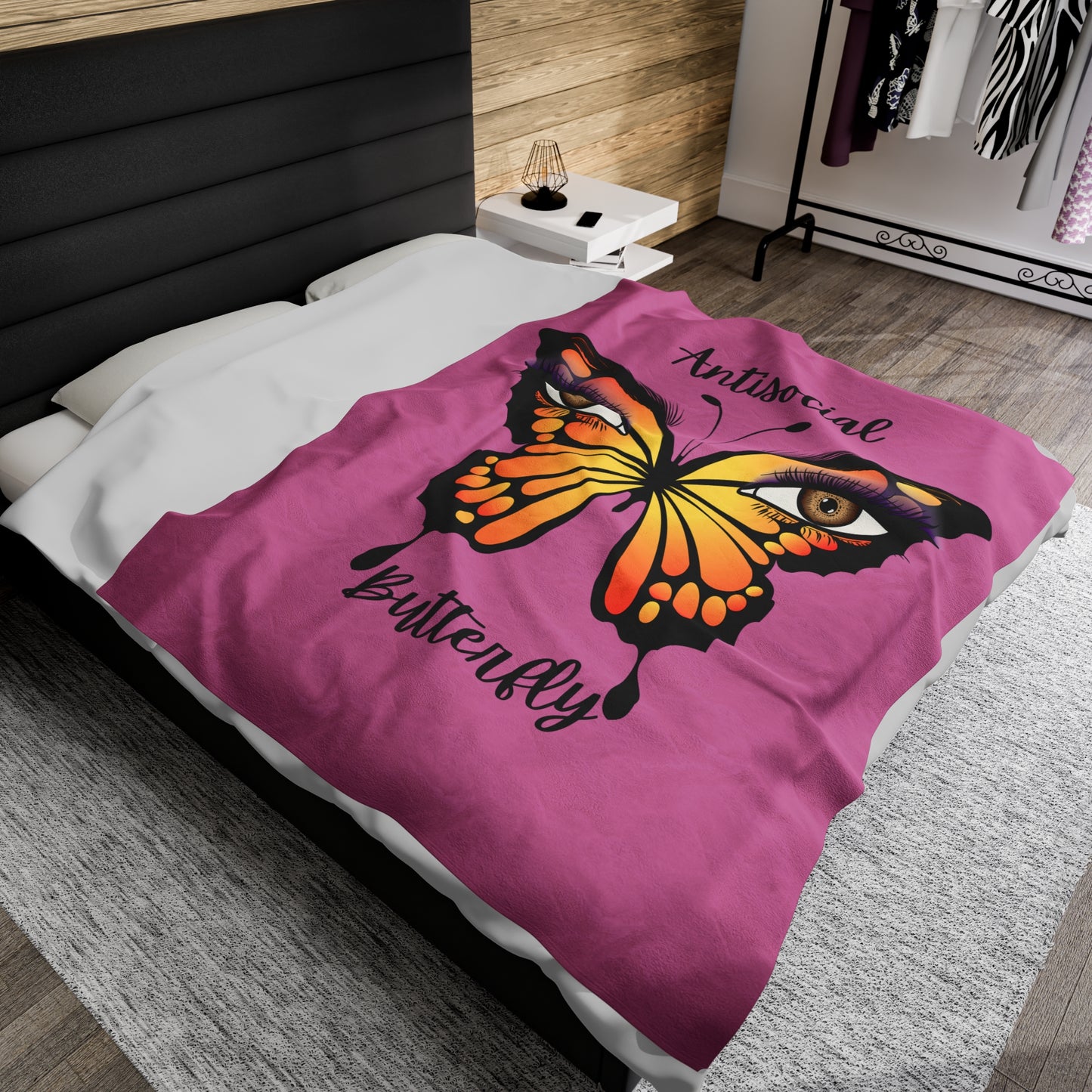 antisocial butterfly Velveteen Plush Blanket