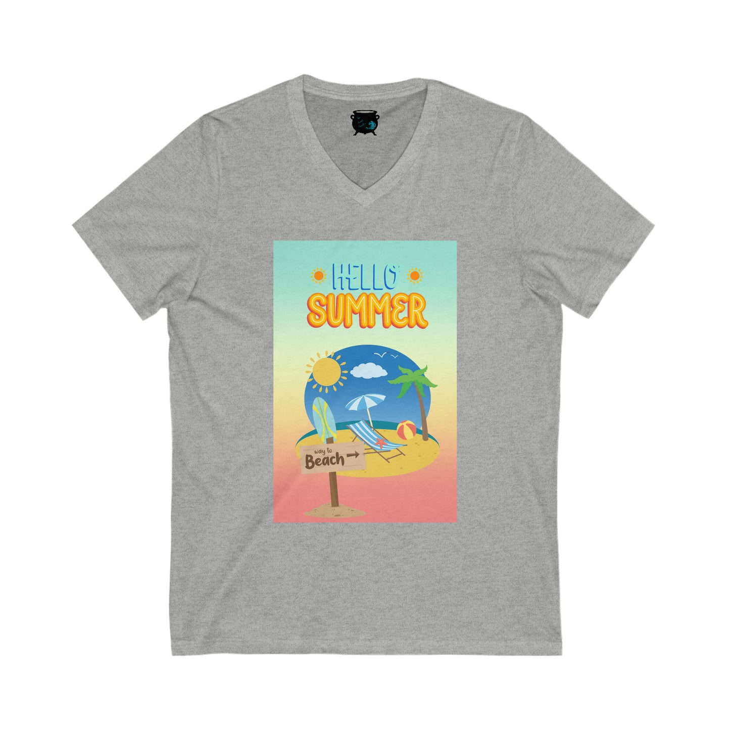 Hello Summer Unisex Jersey Short Sleeve V-Neck Tee