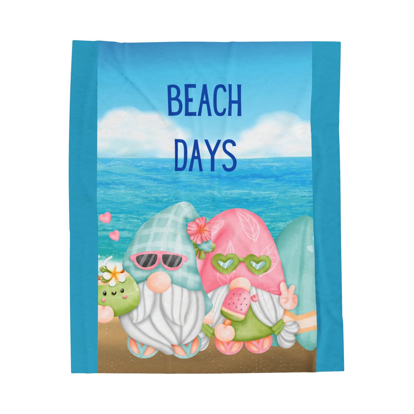 Beach Days Gnomes Velveteen Plush Blanket