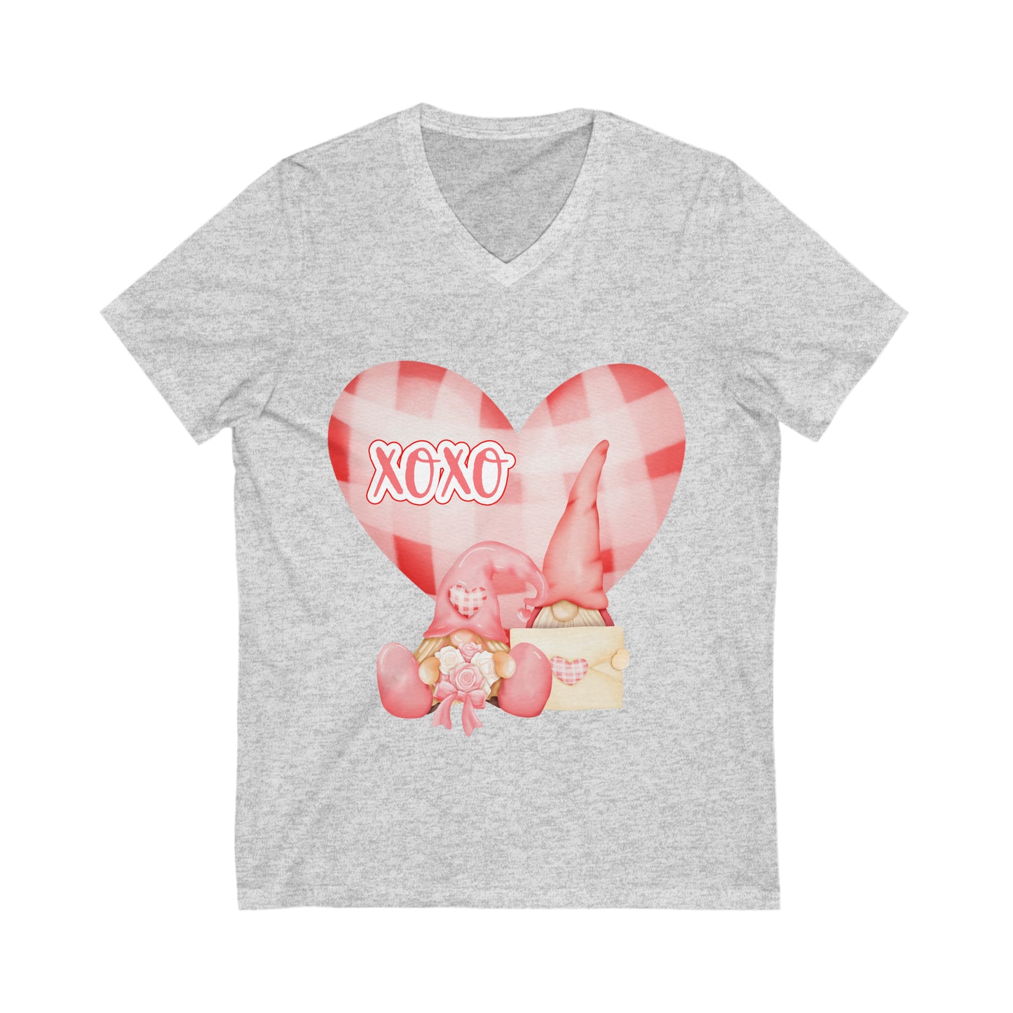 Hugs and Kisses Valentine's Gnomes V Neck T-shirt