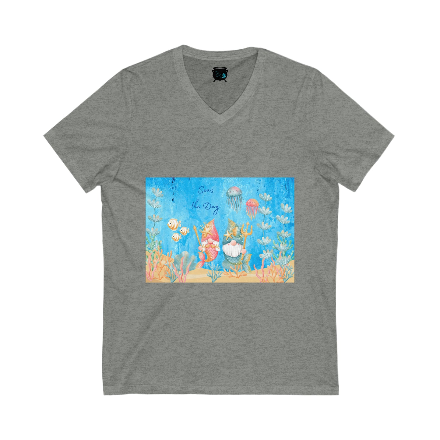 Seas the Day Gnomes Unisex Jersey Short Sleeve V-Neck Tee