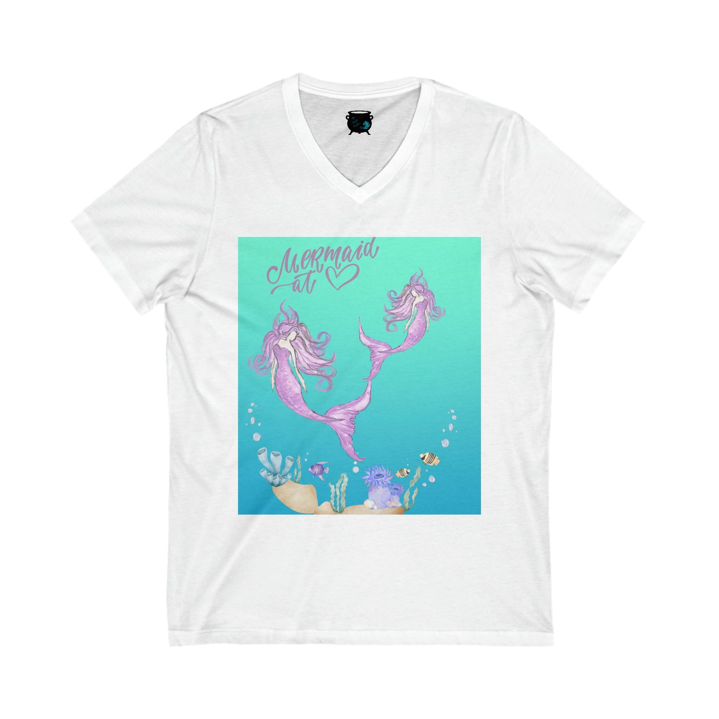 Mermaid at Heart Unisex Jersey Short Sleeve V-Neck Tee