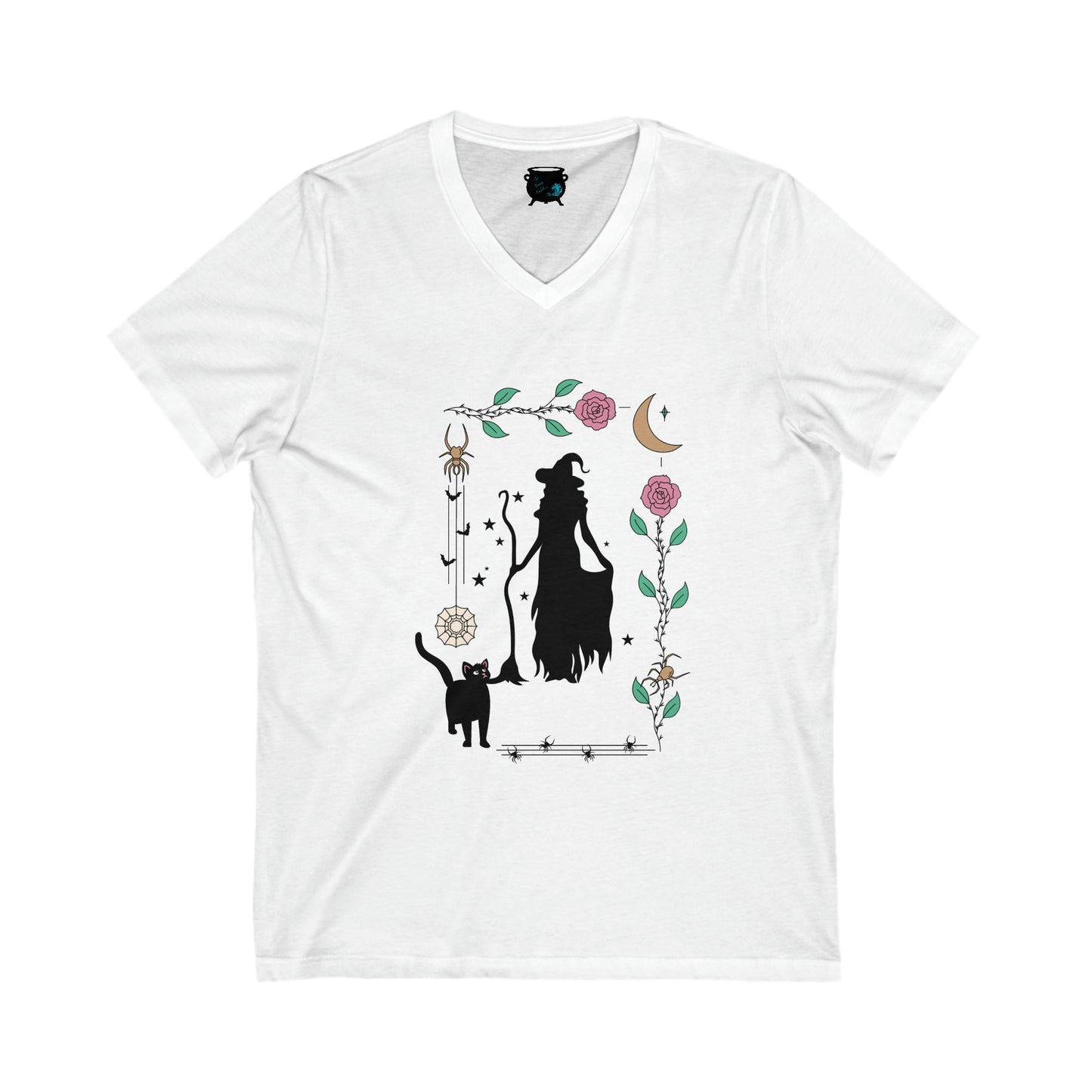 Rose Border Witch 2 Unisex Jersey Short Sleeve V-Neck Tee