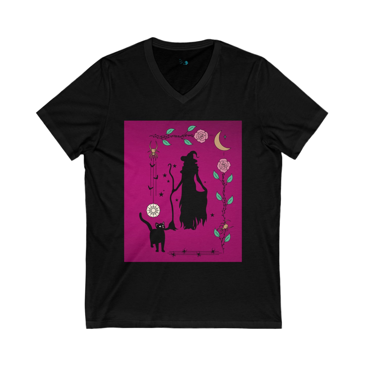 Rose Border Witch Unisex Jersey Short Sleeve V-Neck Tee