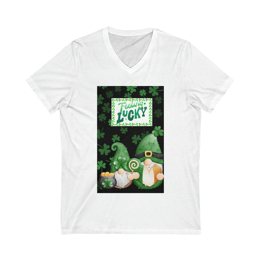 Feelin' Lucky Gnomes Unisex Jersey Short Sleeve V-Neck Tee