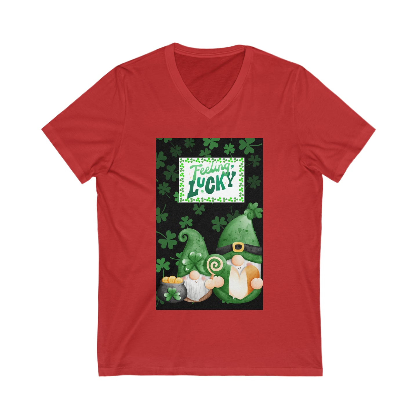 Feelin' Lucky Gnomes Unisex Jersey Short Sleeve V-Neck Tee