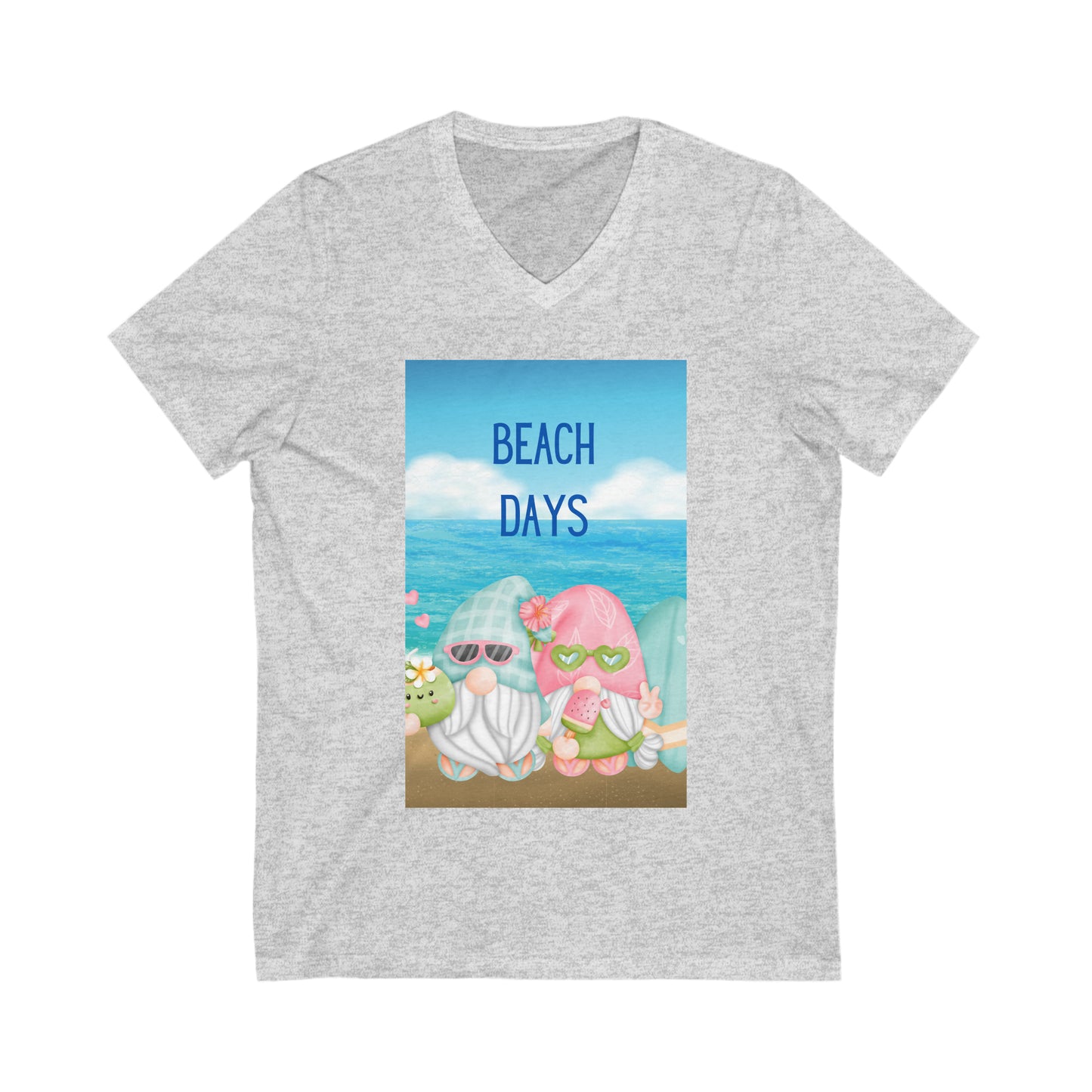 Beach Days Gnomes Unisex Jersey Short Sleeve V-Neck Tee