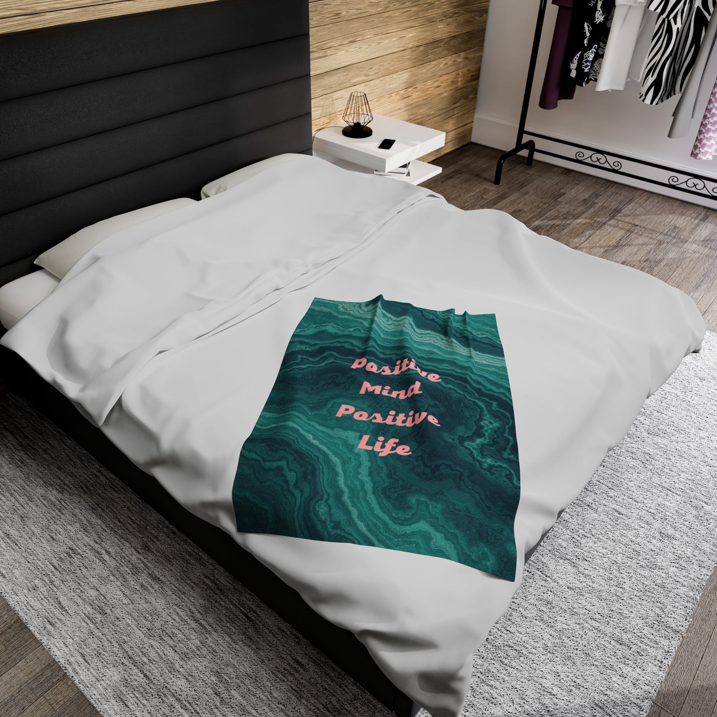 Positive Mind Positive Life Velveteen Plush Blanket