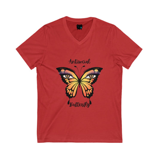 Antisocial Butterfly Unisex Jersey Short Sleeve V-Neck Tee