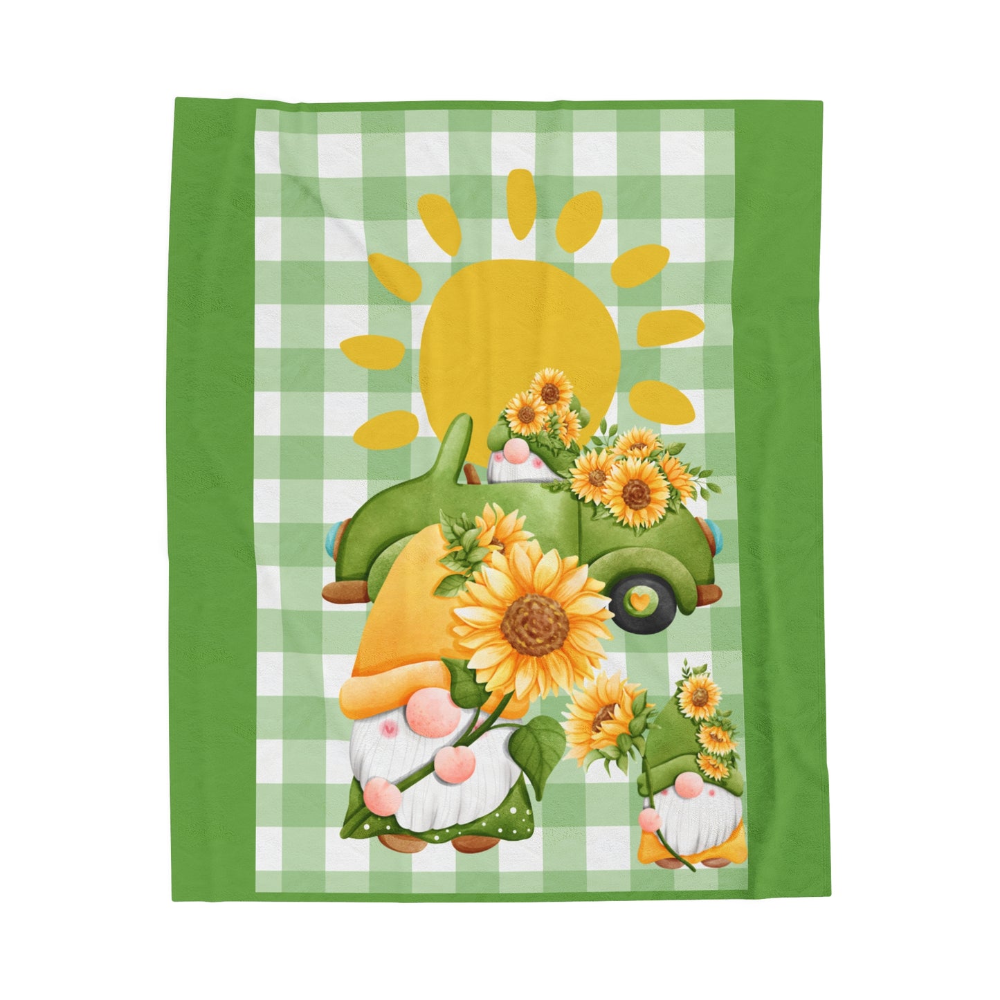 Sunflower Gnomes Velveteen Plush Blanket