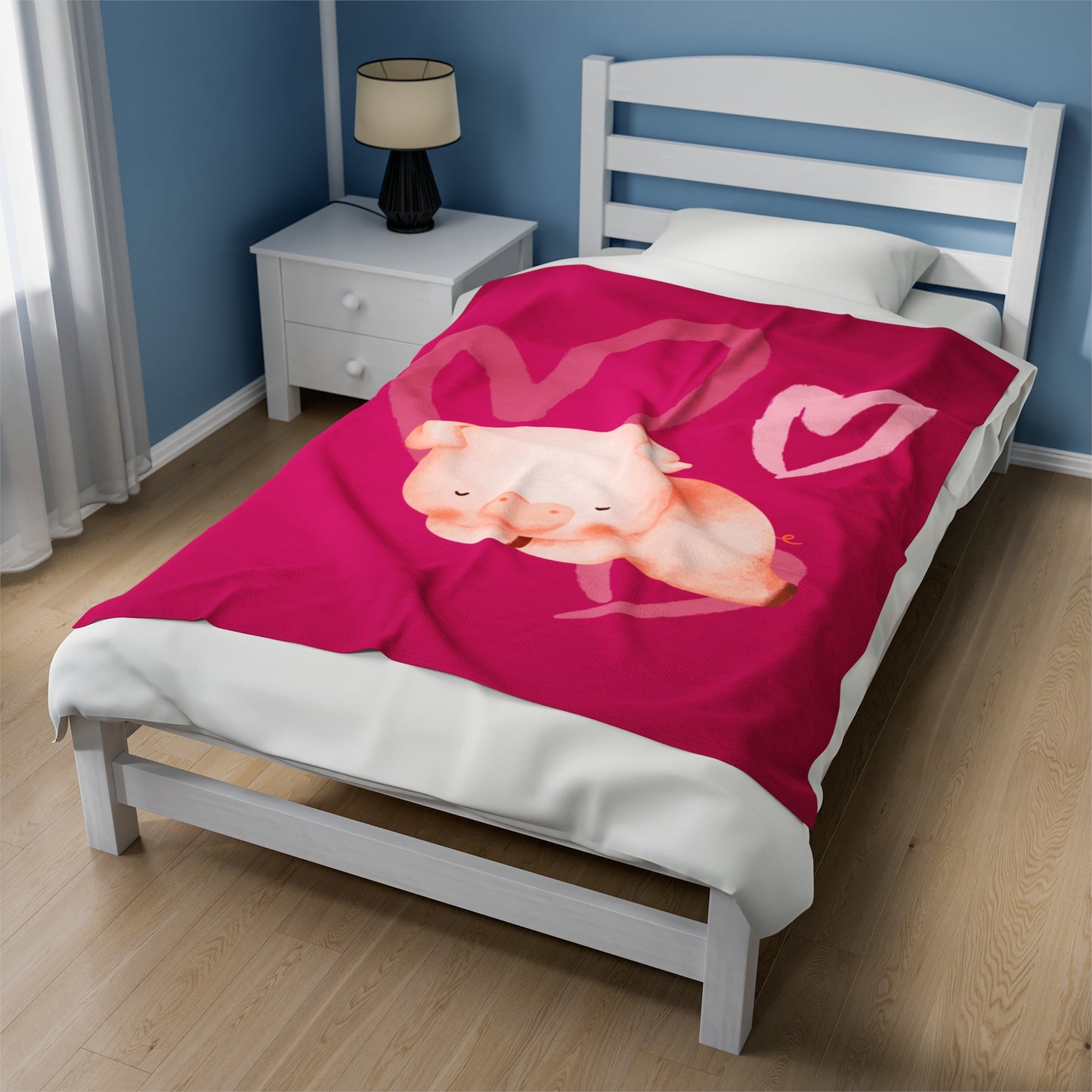 Love Piggy Velveteen Plush Blanket