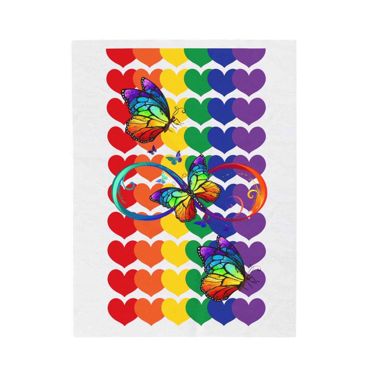 Rainbow Butterflies Velveteen Plush Blanket