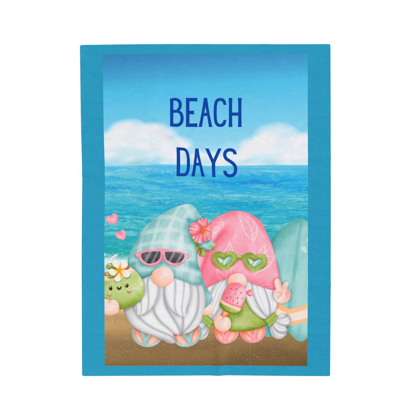 Beach Days Gnomes Velveteen Plush Blanket