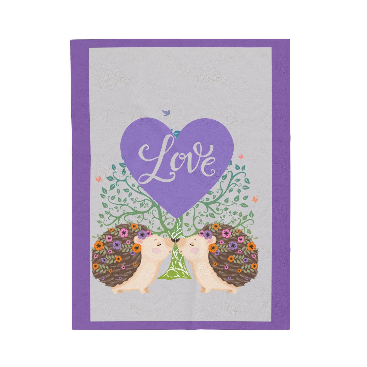 Love Hedgehogs Velveteen Plush Blanket