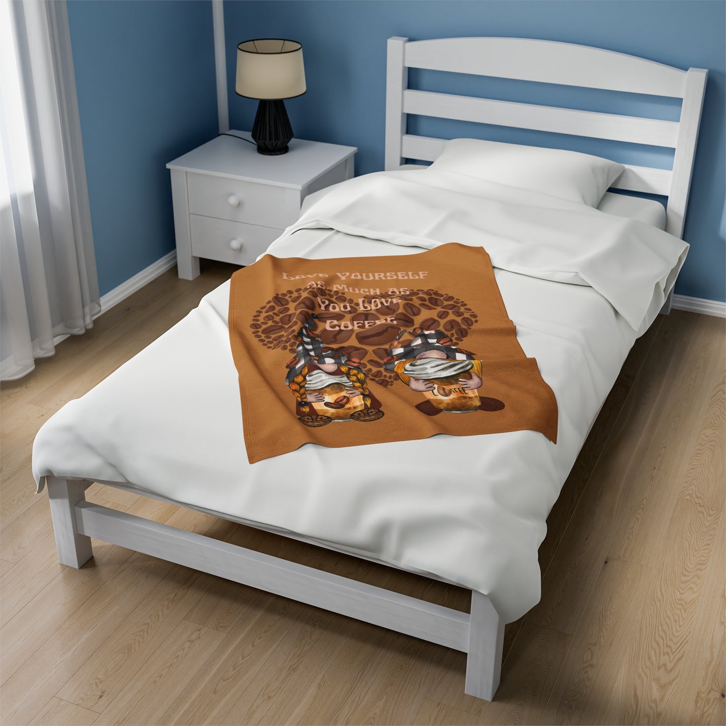 Love Yourself as Much as You Love Coffee Velveteen Plush Blanket