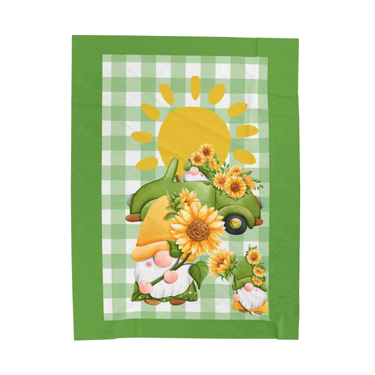 Sunflower Gnomes Velveteen Plush Blanket