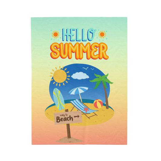 Hello Summer Velveteen Plush Blanket