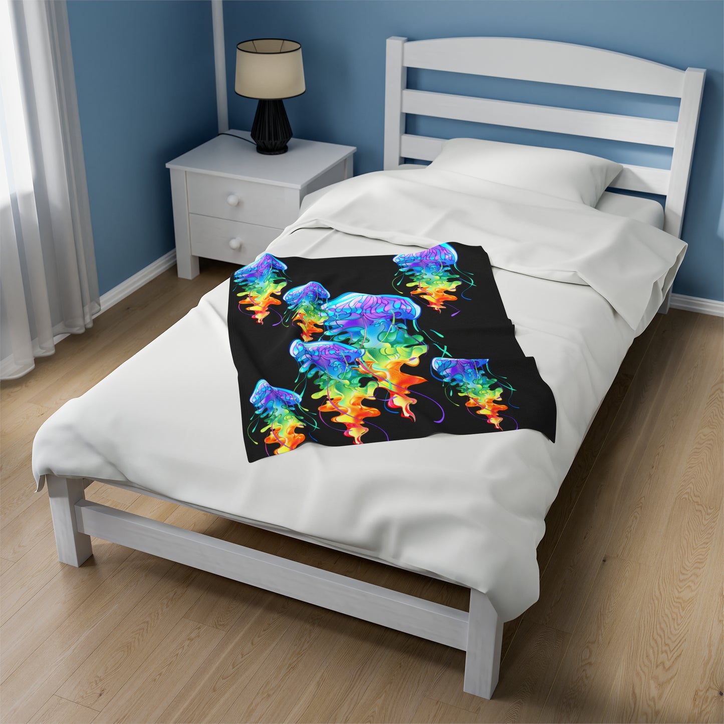 Rainbow Jellyfish Velveteen Plush Blanket