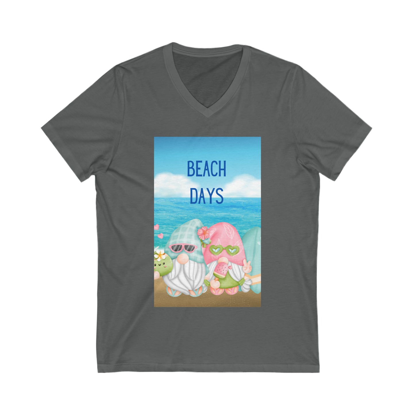 Beach Days Gnomes Unisex Jersey Short Sleeve V-Neck Tee