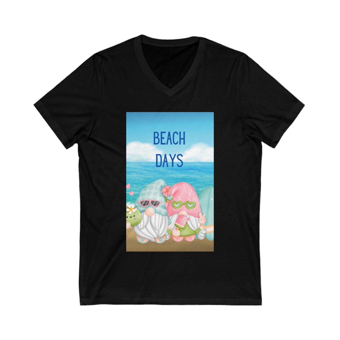 Beach Days Gnomes Unisex Jersey Short Sleeve V-Neck Tee