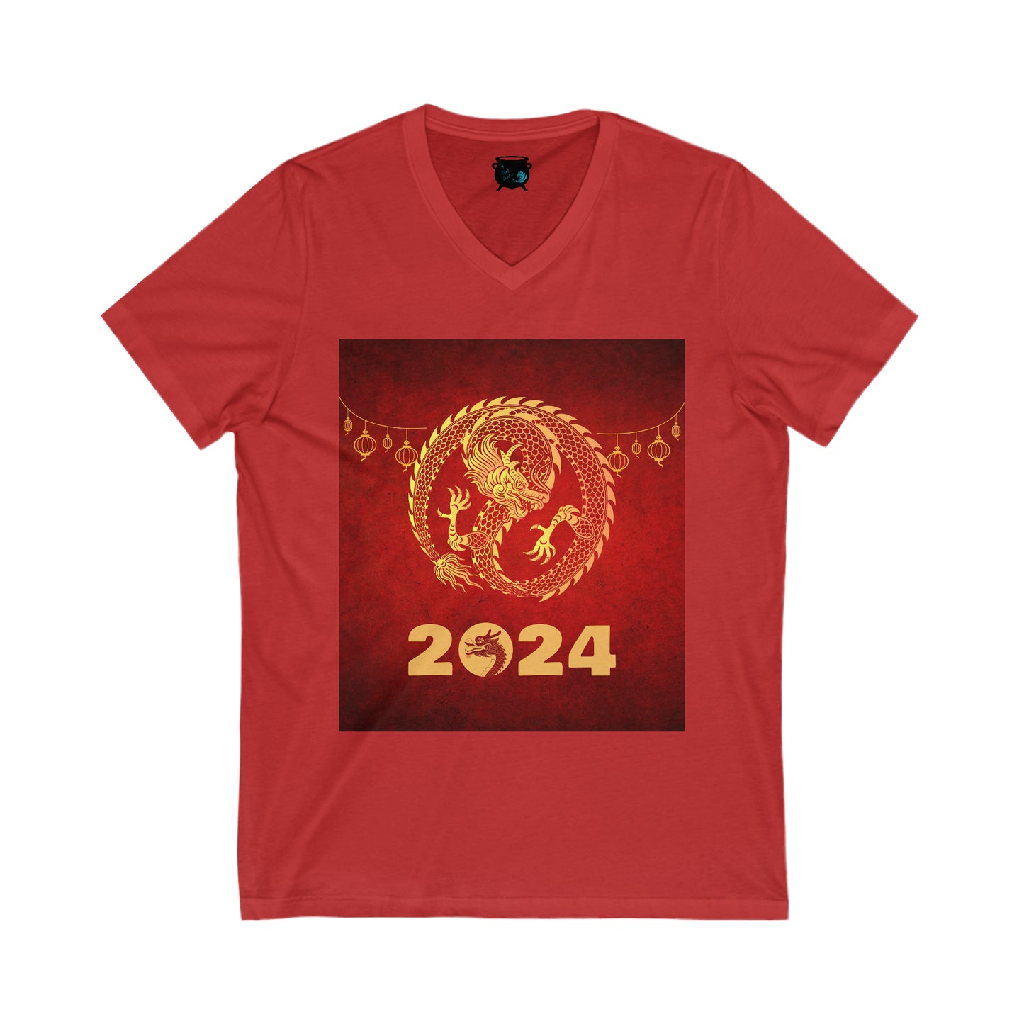 Year of the Dragon 2024 Unisex Jersey Short Sleeve V-Neck Tee