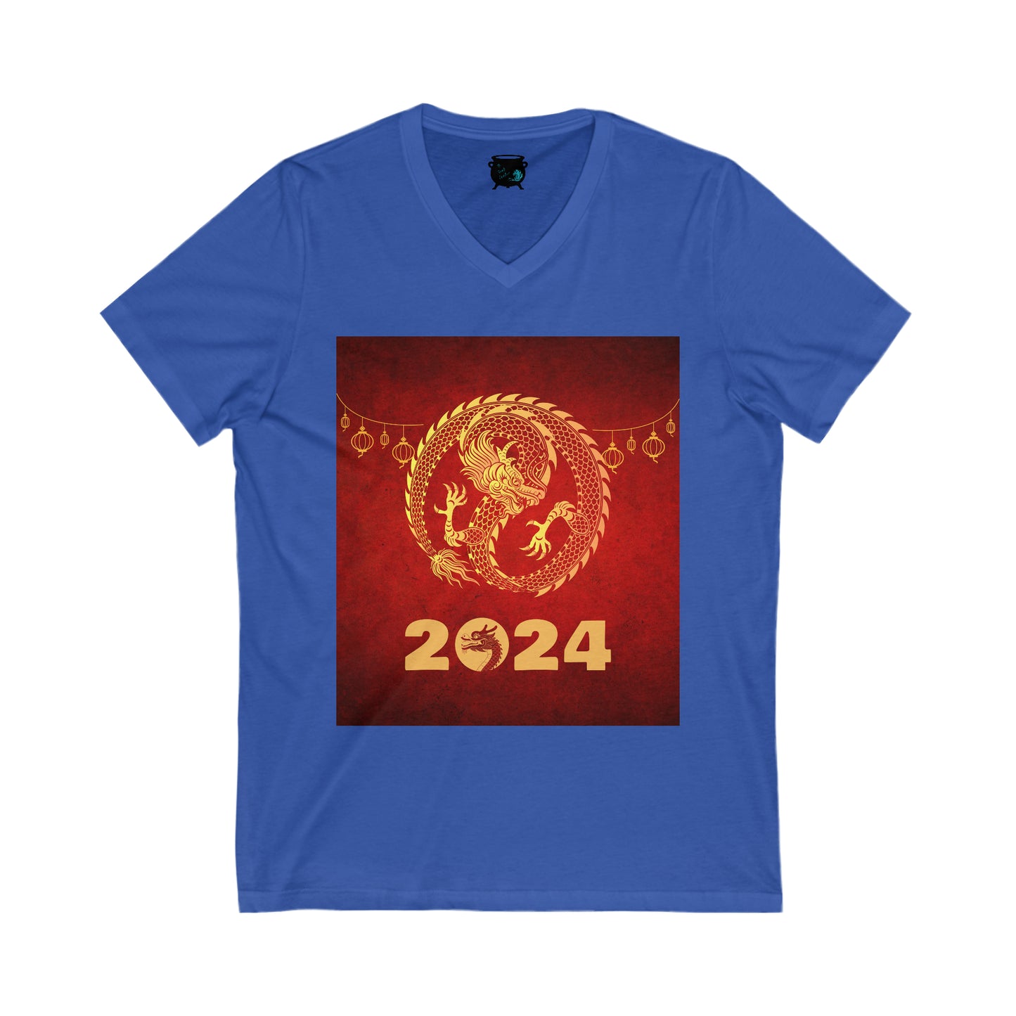 Year of the Dragon 2024 Unisex Jersey Short Sleeve V-Neck Tee