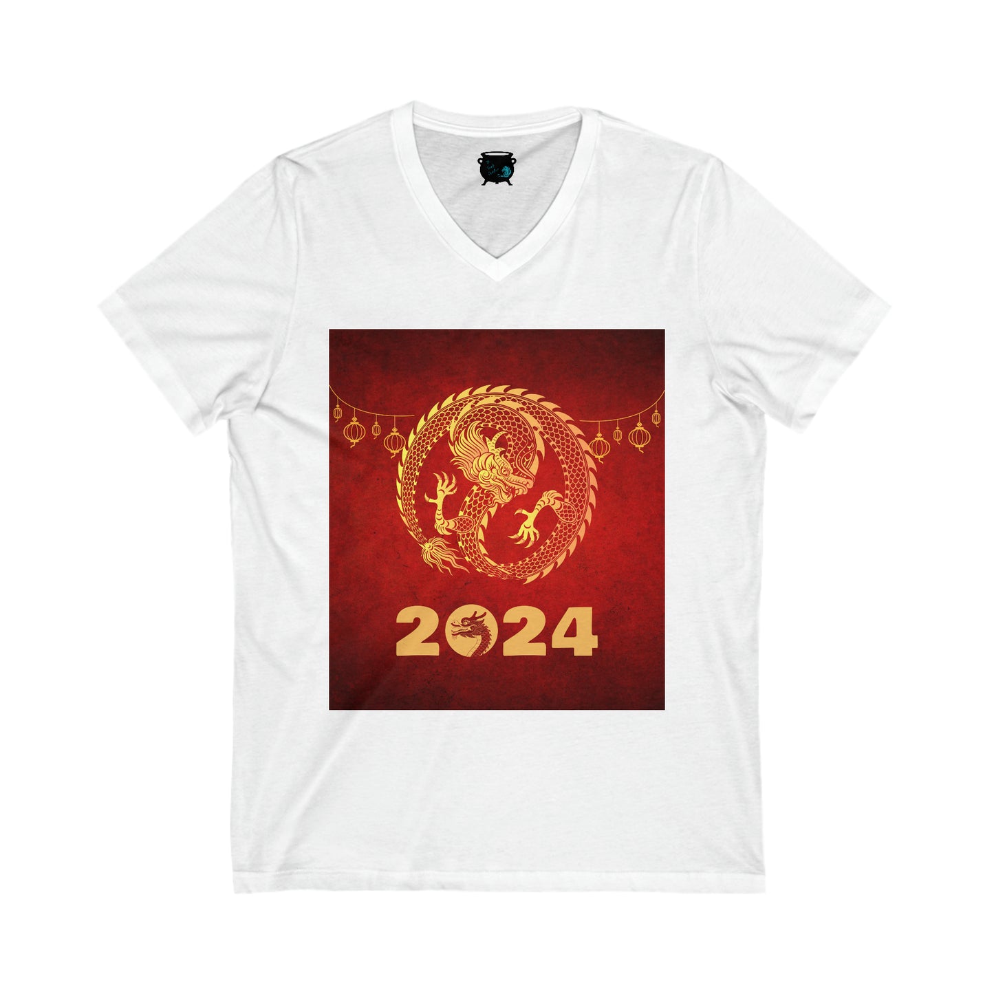 Year of the Dragon 2024 Unisex Jersey Short Sleeve V-Neck Tee