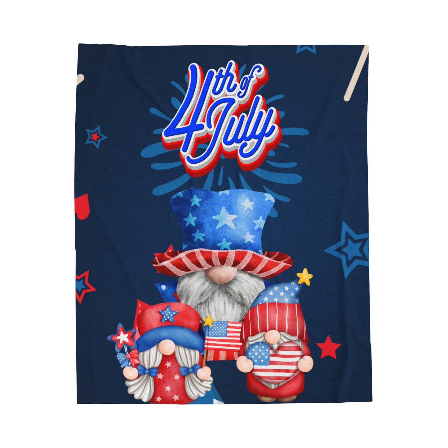 4th of July Gnomes Velveteen Plush Blanket