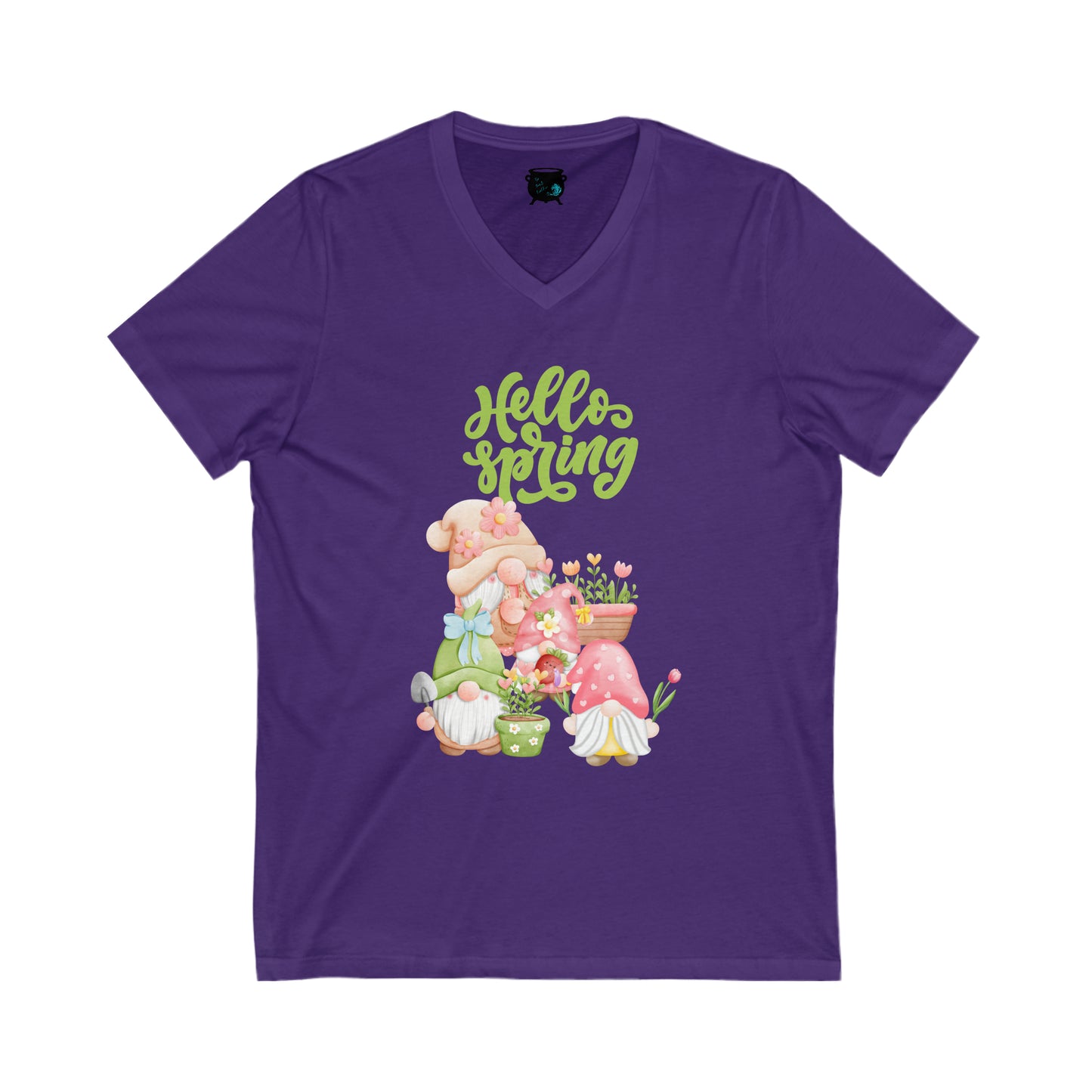 Hello Spring Gnomes Unisex Jersey Short Sleeve V-Neck Tee