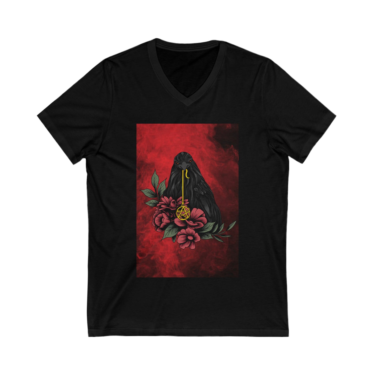 Rose Raven Unisex Jersey Short Sleeve V-Neck Tee