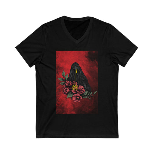 Rose Raven Unisex Jersey Short Sleeve V-Neck Tee