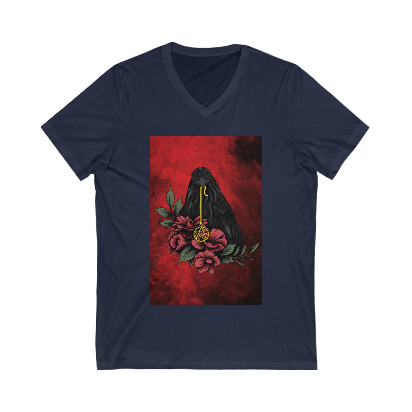 Rose Raven Unisex Jersey Short Sleeve V-Neck Tee