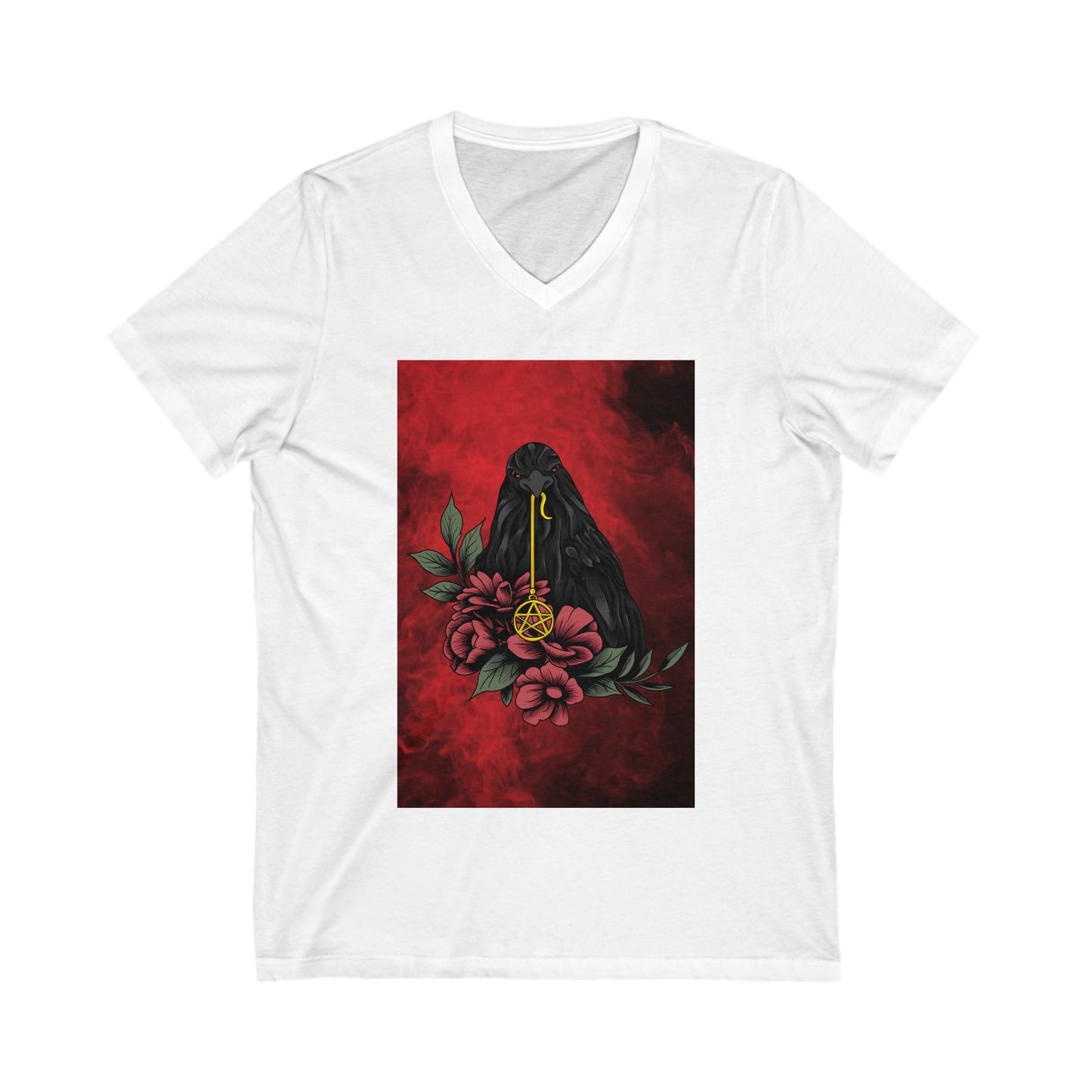 Rose Raven Unisex Jersey Short Sleeve V-Neck Tee