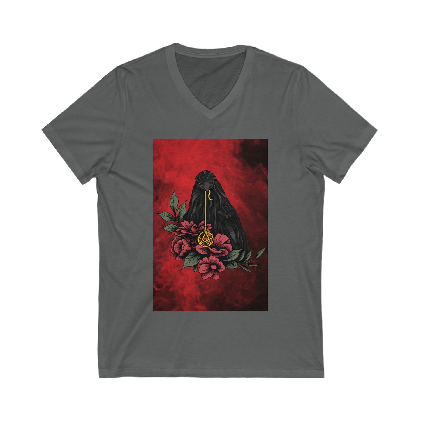 Rose Raven Unisex Jersey Short Sleeve V-Neck Tee