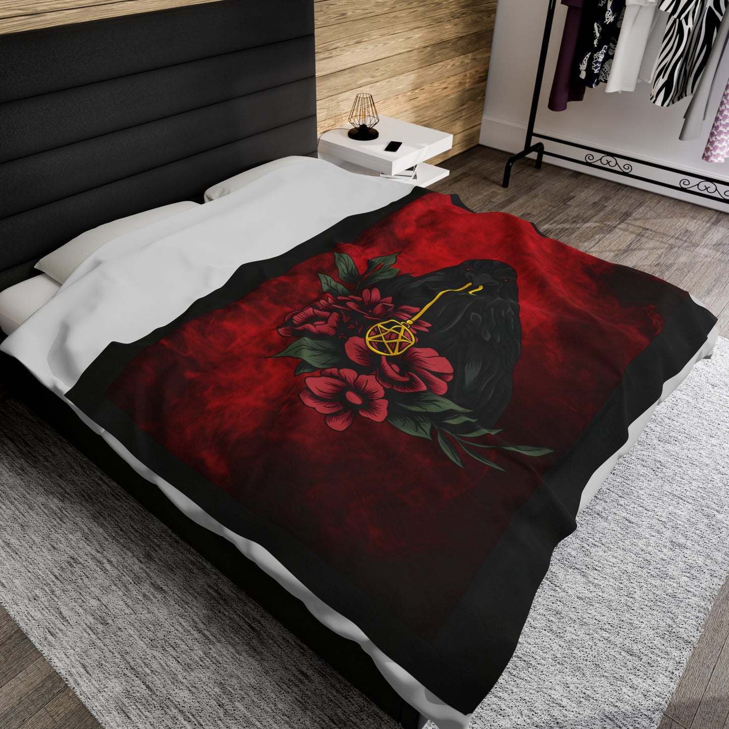 Rose Raven Velveteen Plush Blanket