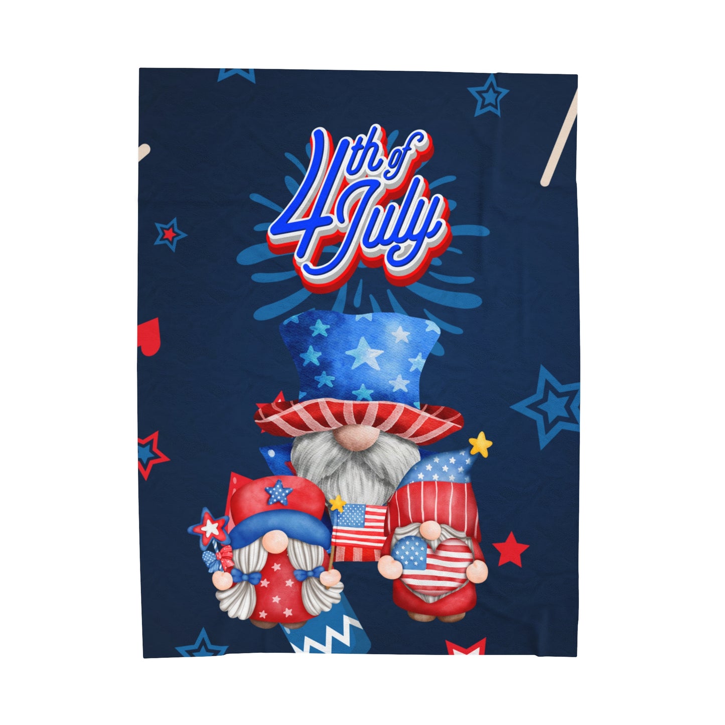 4th of July Gnomes Velveteen Plush Blanket